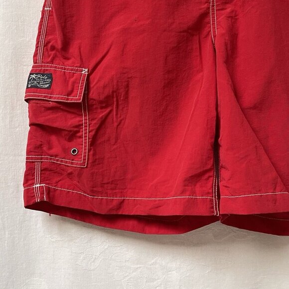 Vintage Polo Ralph Lauren Swim Trunks Mens Large Red Drawstring Nylon Beach - Picture 2 of 9